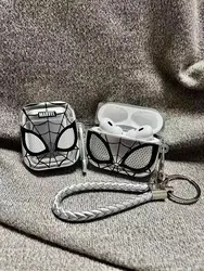 Silver Spiderman Soft TPU Earphone Cover with Keychain - Airpods pro 3 2025 (1)