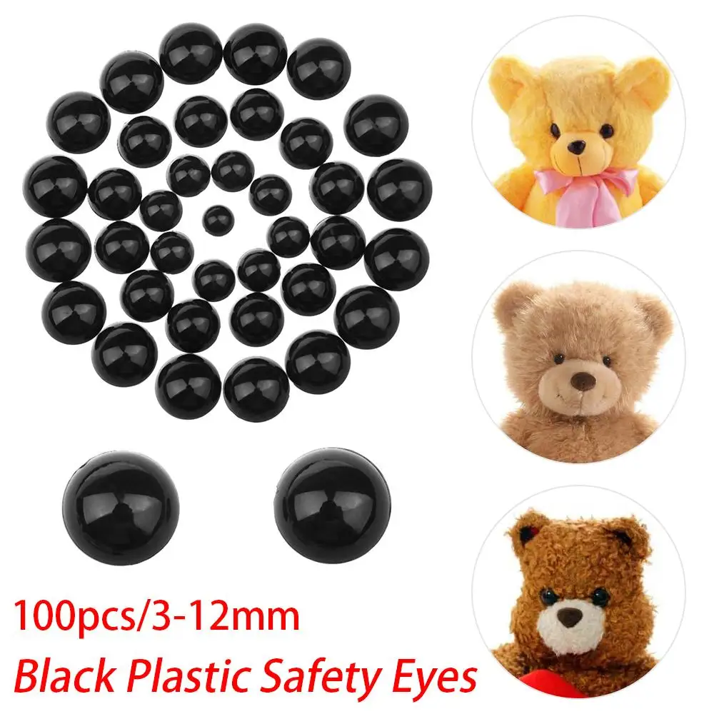 100pcs 3-12mm Black Plastic Safety Eyes For Bear Doll Animal Puppet Crafts  Children Kids DIY Toys - AliExpress