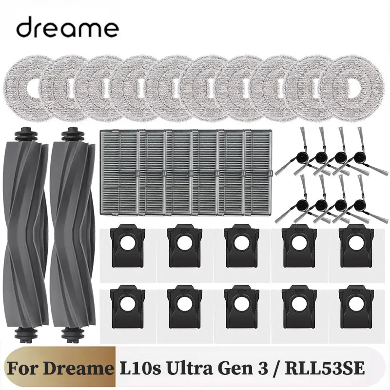 อะไหล่ทดแทนสำหรับ Dreame L10s Ultra Gen 3 Gen3 / RLL53SE  แปรงหลัก แปรงข้าง แผ่นกรอง ผ้าถูพื้น ถุงเก็บฝุ่น 1