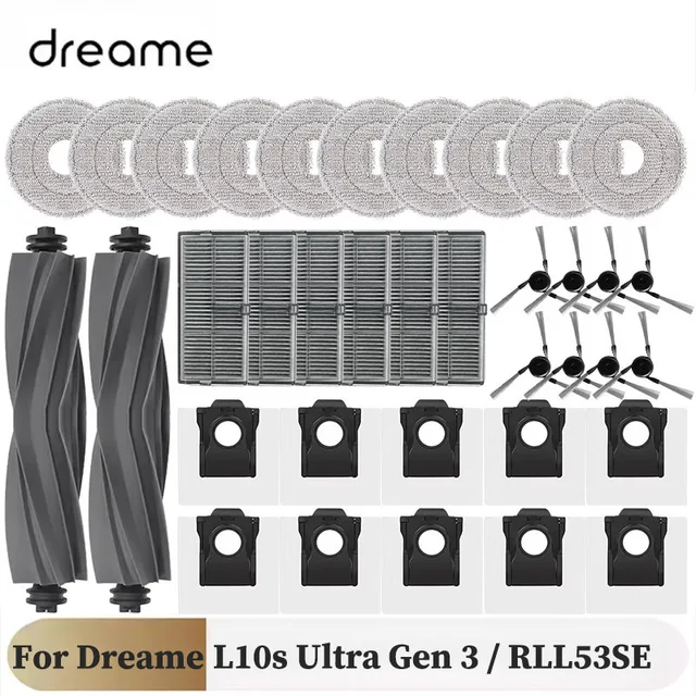 อะไหล่ทดแทนสำหรับ Dreame L10s Ultra Gen 3 Gen3 / RLL53SE  แปรงหลัก แปรงข้าง แผ่นกรอง ผ้าถูพื้น ถุงเก็บฝุ่น 1