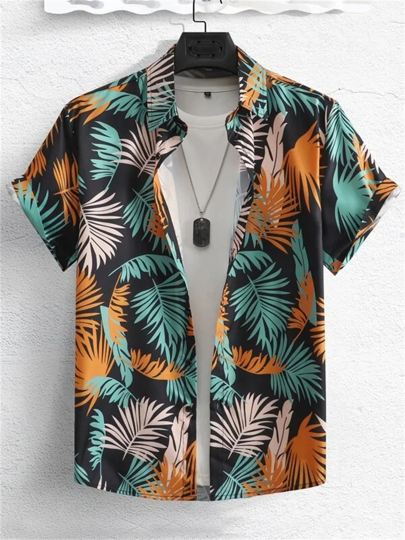 Hawaiian Flower 3D Shirt Plant Printed Men's Clothing Summer Street Loose 3XL Men's Top Trendy Beach Party Social Clothing