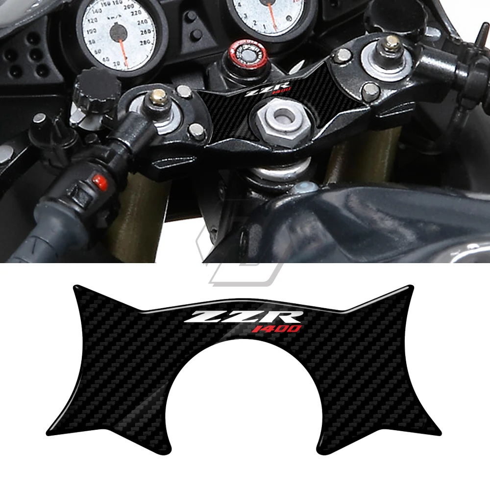 Motorcycle carbon look Decal Pad Triple Tree Top Clamp Upper Front End Sticker For Kawasaki ZZR1400 2006-2011 key upstream upper intermediate