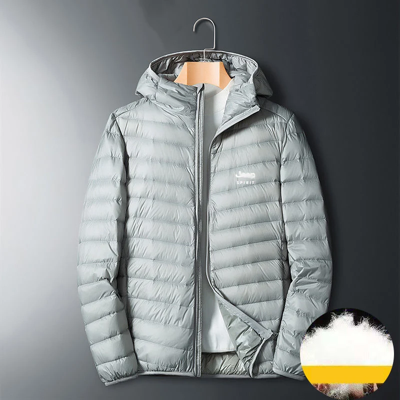 Thin Men's Winter Coats Autumn and Winter Long Down Jackets Stand Collar Short Fallow Light Warm Man Coat Feather New Cold