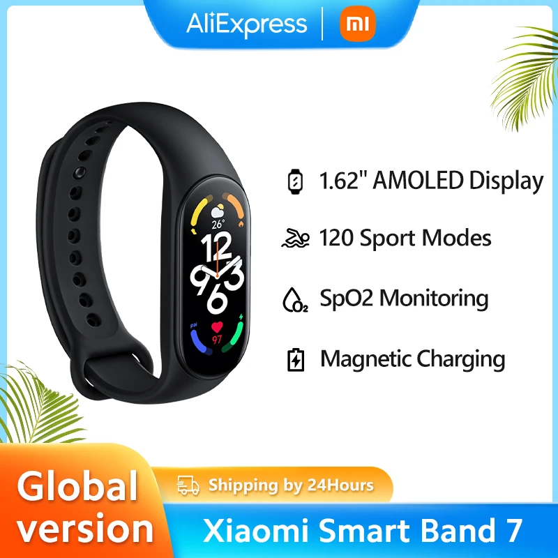 

Xiaomi Mi Band 7 Smart Bracelet, Bluetooth 5.2,VO2 Max,Sport Analysis 1.62"AMOLED,120 Workout Modes,5 atm Waterproof Smart Band