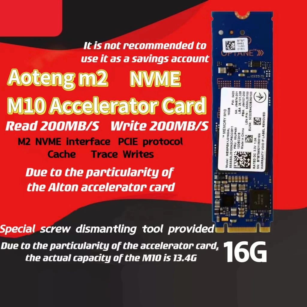 Nova geração 2 M10 Accelerator Card, 16G, M.2 PCIE, SSD, Laptop, Aceleração Desktop, Cache para Intel: Intel