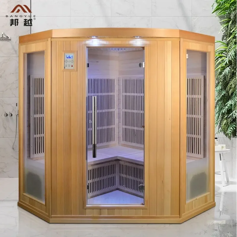 Household solid wood hemlock sweat steam room anhydrous light wave energy sauna family multi-person sweating room