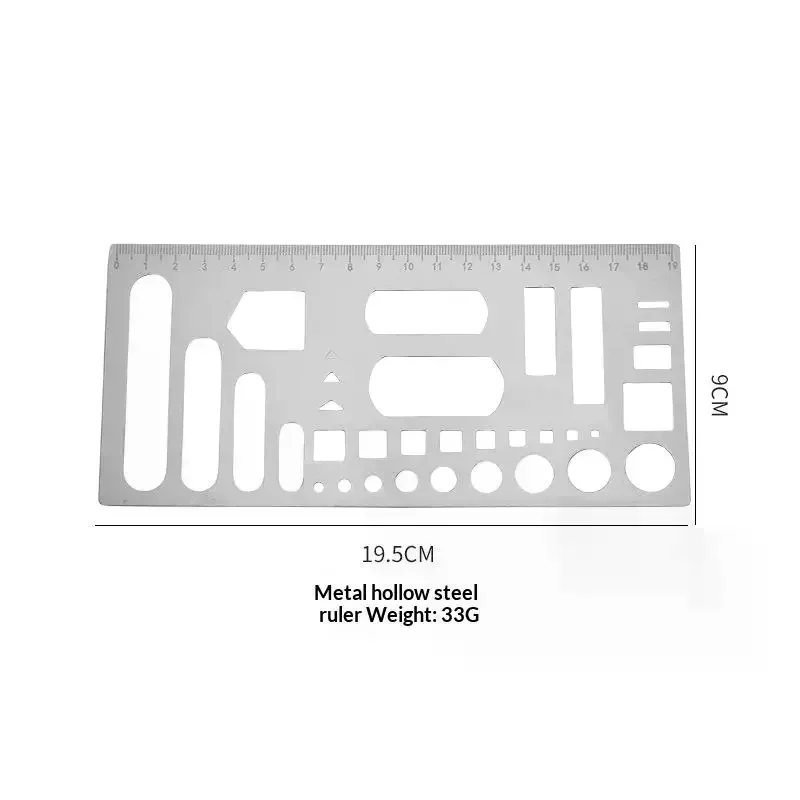 기하학적 자형 패턴 플래너 스틸 자 다기능 속이 빈 스테인레스 스틸 금속 드로잉 및 낙서용 자 일상용