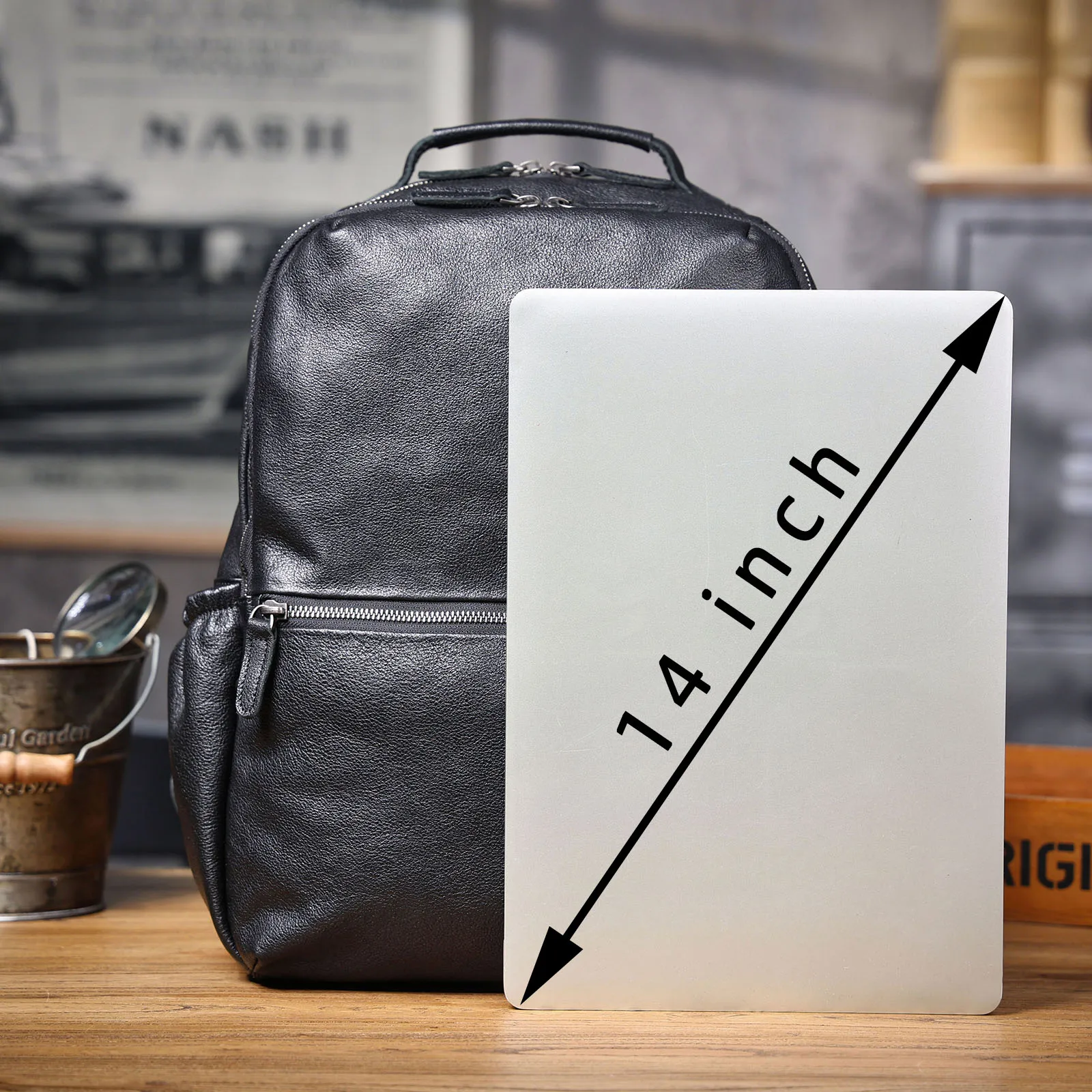 Casual Genuine Leather Men's Backpack Laptop Bag For Men