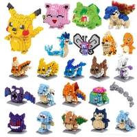 Blocks Small Cartoon Mini Building Block Pikachu Charizard Eevee Mewtwo Anime Assemble Action Pokemon  Model Dolls Toys 1