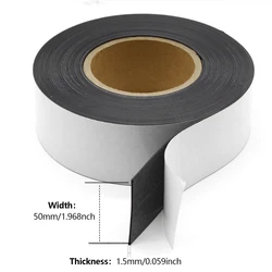 Flexible Self - Adhesive Magnetic Strip for DIY Projects and Wall Organization (50x1.5mm)