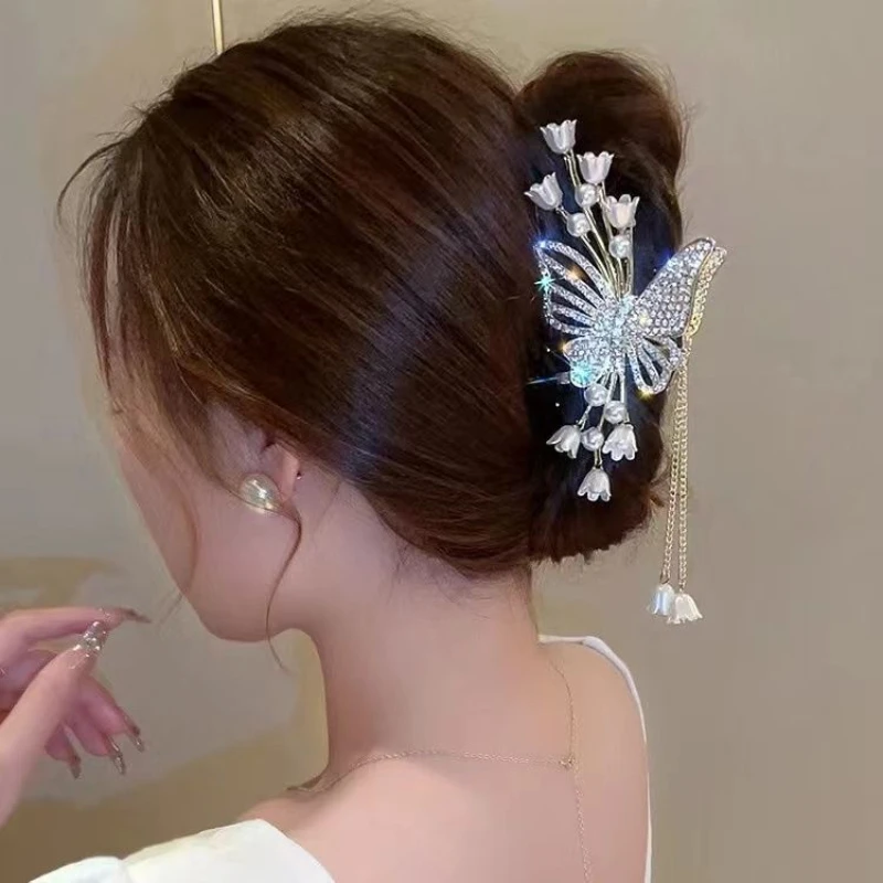 Legierung Blume Schmetterling Quaste Haar Clip für Frauen Mädchen Haar Klaue Platte Shark Clip Haar Zubehör Sommer Neue Kopfbedeckungen