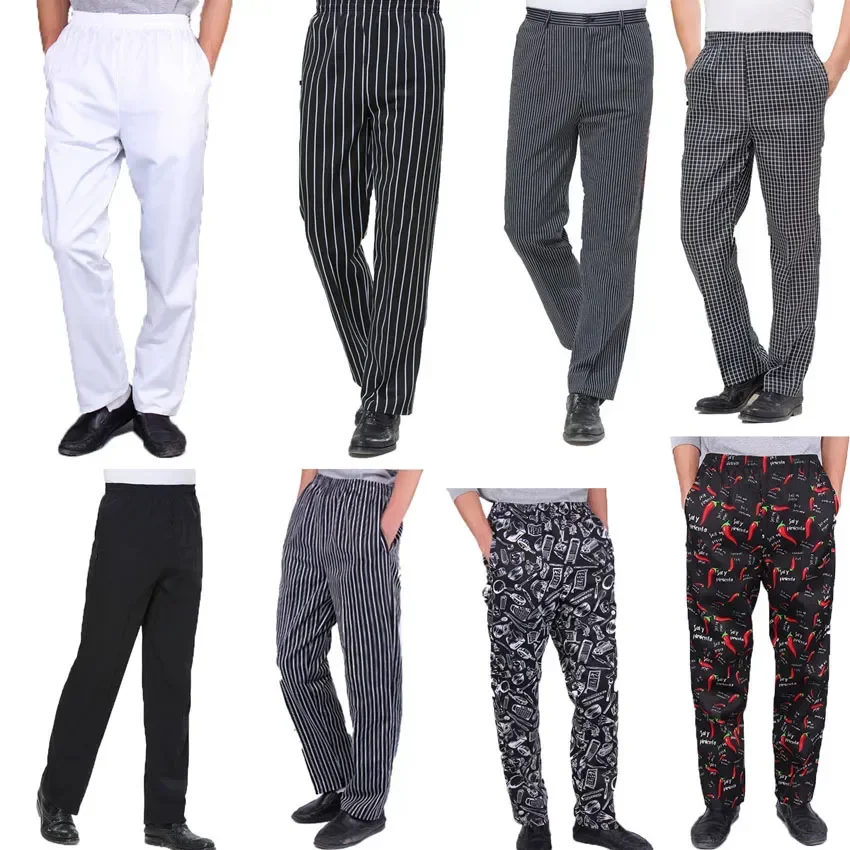

White Chef Pants Trousers Uniforms Zebra Elastic Work Catering Hotel Clothes Pants Cooker Kitchen High Bakery Quality Restaurant