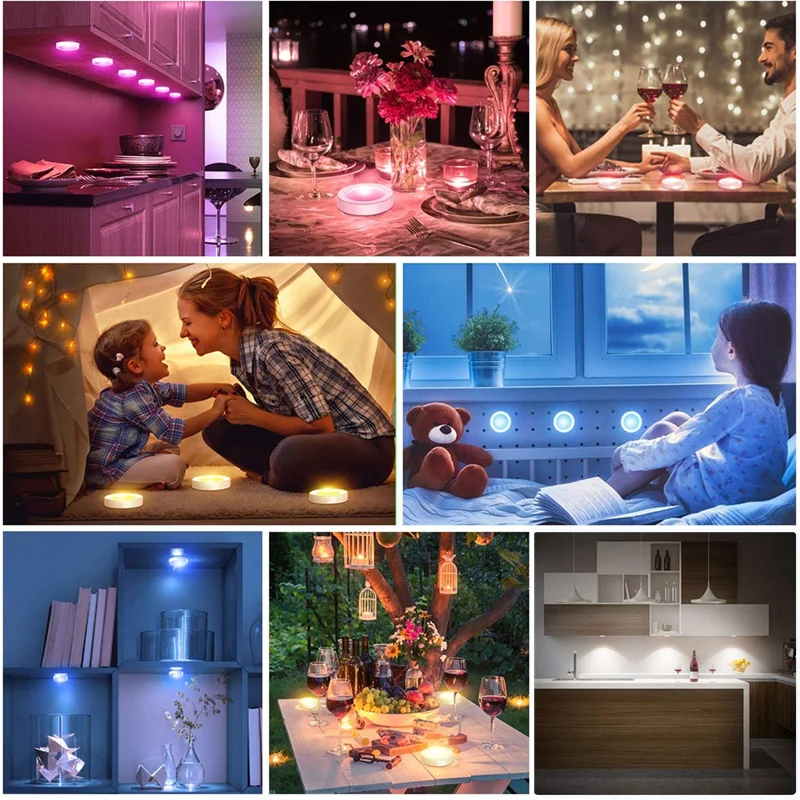 Led Cabinet Light Led Under Cabinet Lights Remote Control Wireless RGB Color Changing Night Light for Kitchen Bedroom Closet Counter