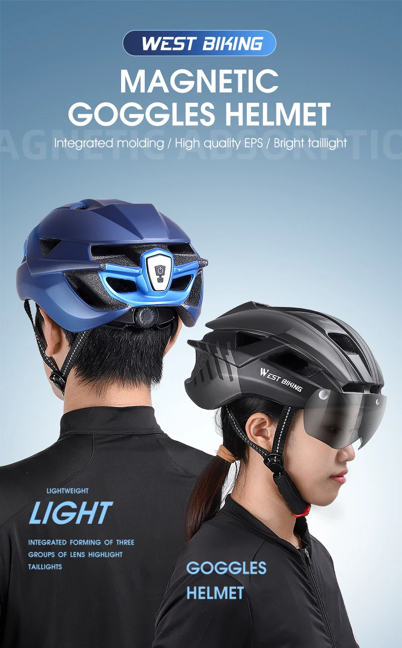 WEST BIKING Fahrradhelm 57-62cm Verstellbare Magnetische Brille Integrierter Fahrradsicherheitshelm Herren Fahrradhelm Radfahrer-Kopfbedeckung – Detail 1