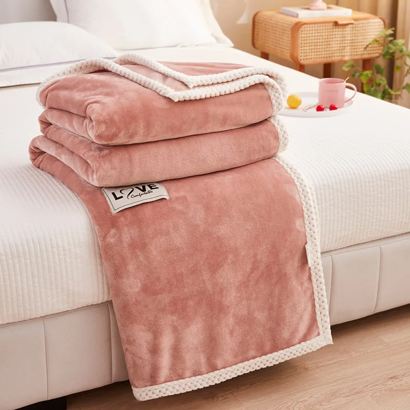 

New Solid Color Milk Fleece Blanket Thick Gift Blanket Sofa Cover Siege Nap Blanket Falay Velvet Blanket