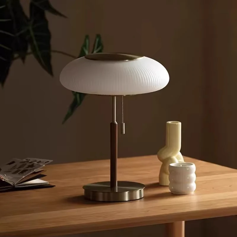Vintage Industrial Table Lamp-Opal Glass Desk Light with Adjustable Arm, Bedroom & Study Nightstand Lighting Decor