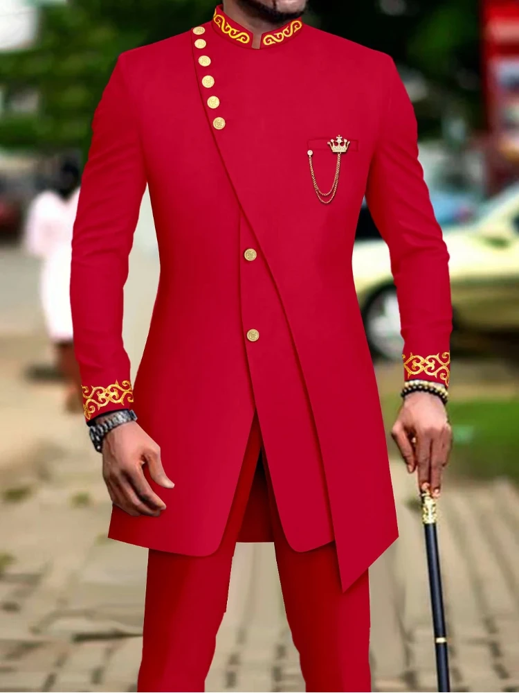 Men's fashion luxury solid color dress two-piece set