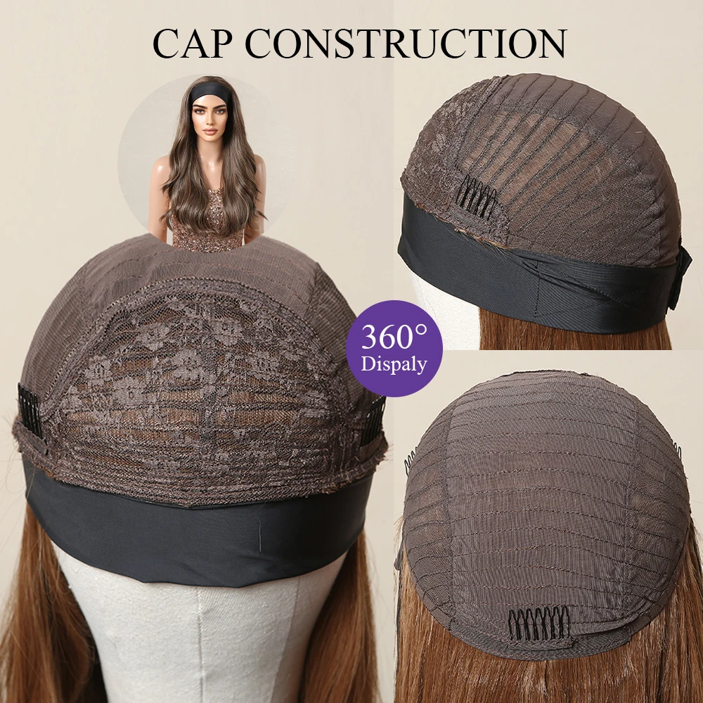 Parrucche sintetiche con fascia per capelli, lunghe, ondulate, color cenere, per donne, resistenti al calore, per feste di cosplay giornaliere_voghion.com