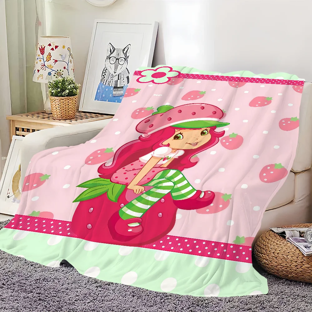 S-strawberry warm Cute soft plush blanket S-shortcakeS for sofa living room bedroom cartoon travel gift single-sided printed 2