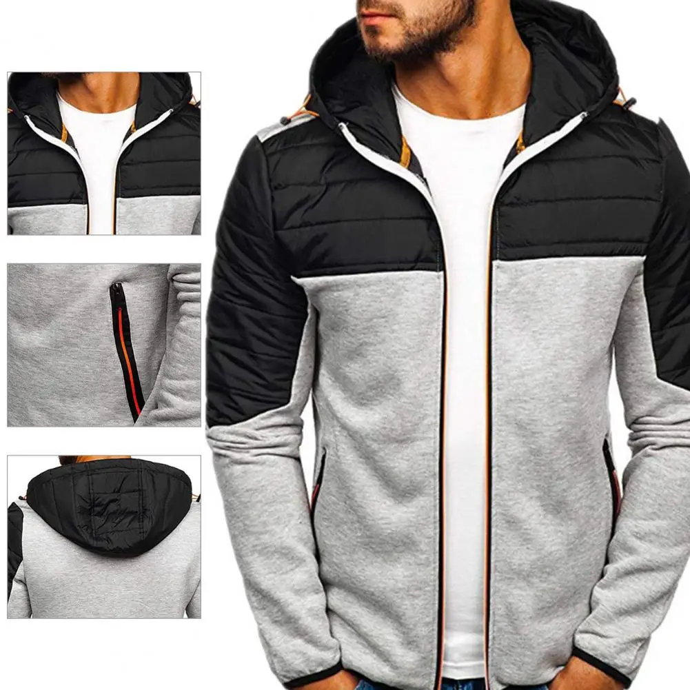 

Skin-friendly Stylish Hooded Long Sleeve Men Jacket Comfy Men Overcoat Zipper Closure Male Clothing