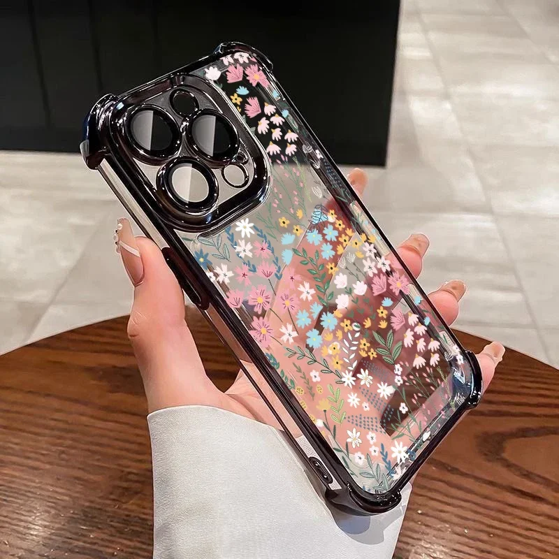 Elegant Leaves and Flower Plating Phone Case Cover