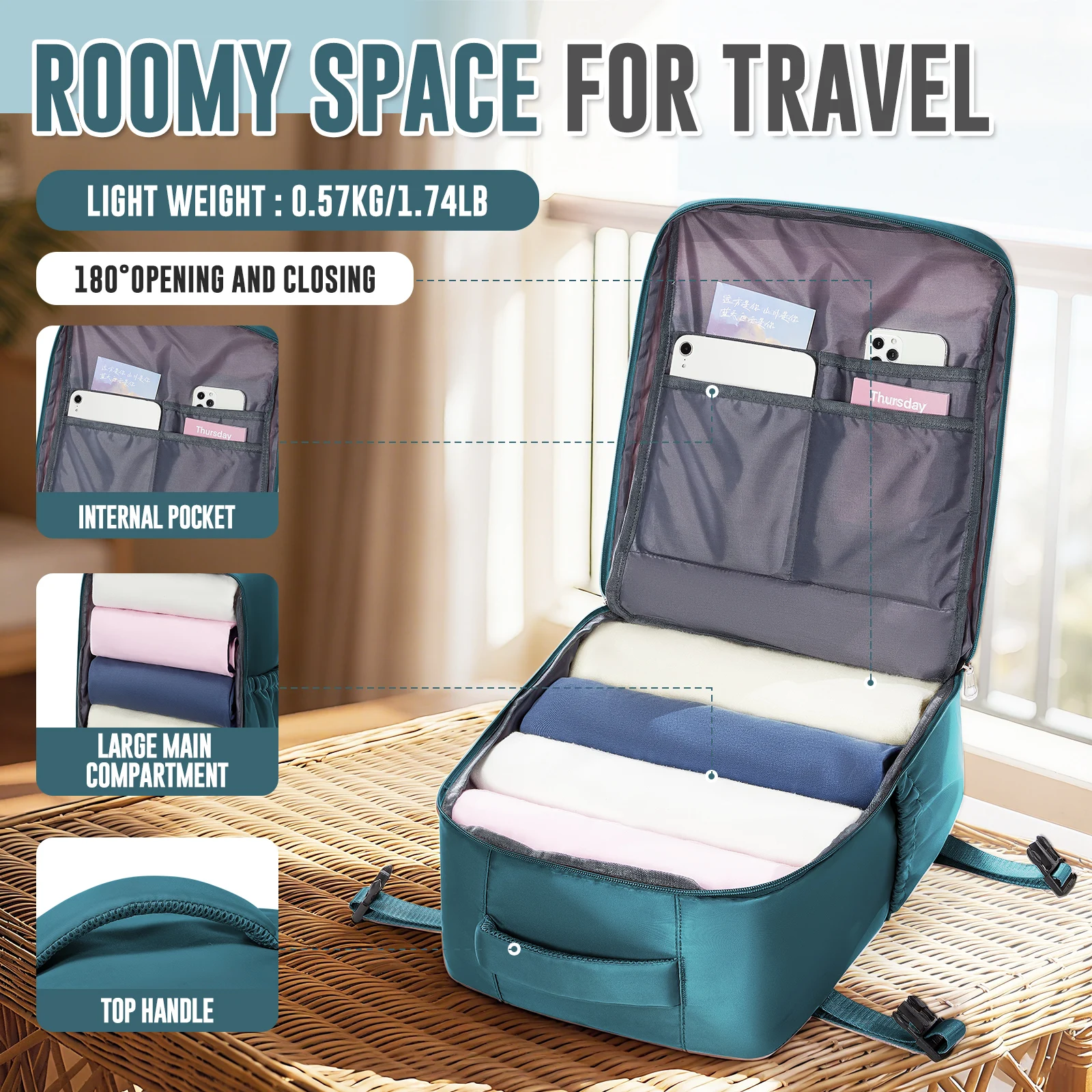 Clothes Storage Bag Travel Storage Bag Organizer Waterproof Luggage Clothing Underwear Storage Backpack With Zipper Carry-on