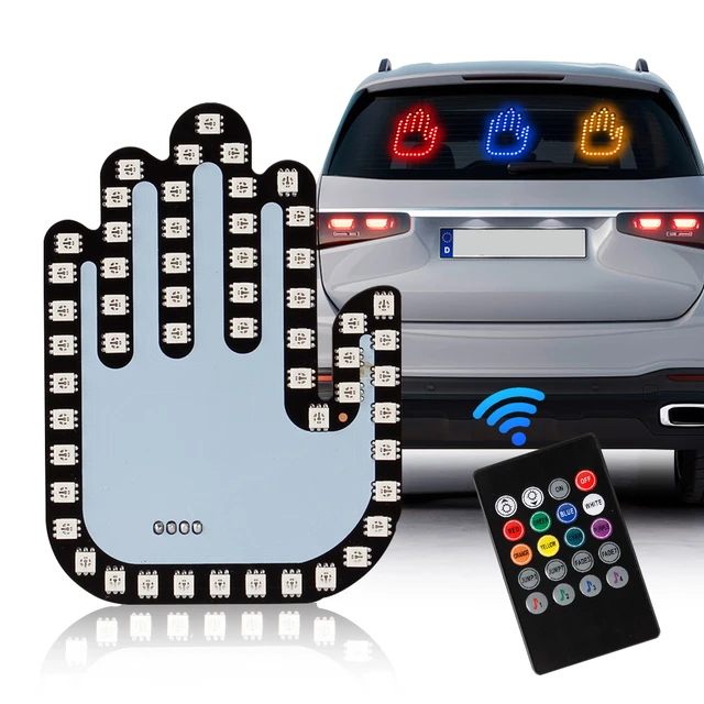 Funny Car Gesture Remote Hand LED Finger Light Middle Finger Rear Window  Display Lamp Car Decorative Ambient Light - AliExpress