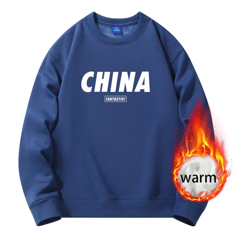 

Winter Clothes for Men Graphic Sweatshirts Round Neck Sweater Cotton Loose Plush Harajuku Top New 2023 Designer Clothes Men