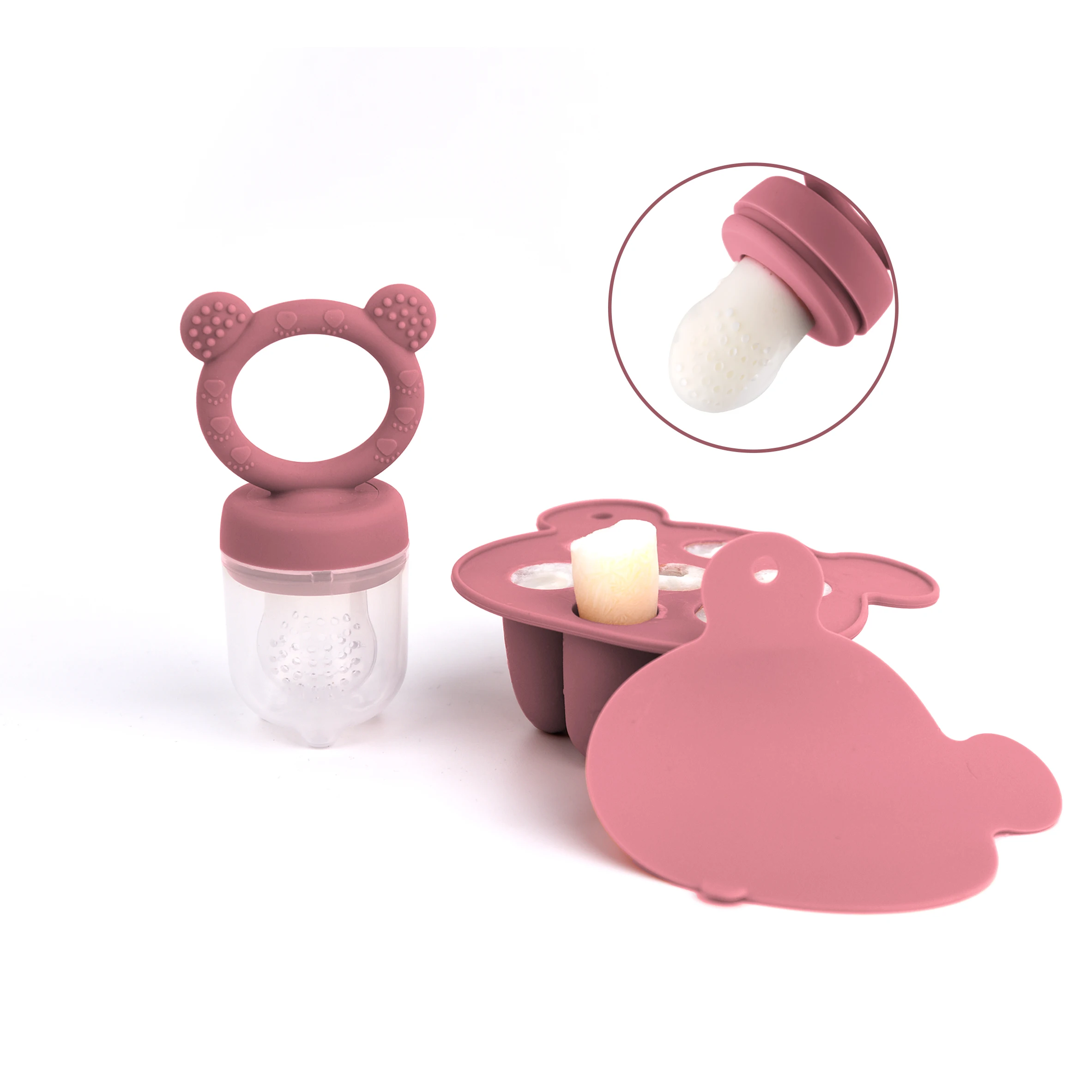 Animal Design Bear Set Fruit Feeder Breast Milk Freezer Tray Food Soup Silicone Freezer Tray Silicone Popsicle Mold