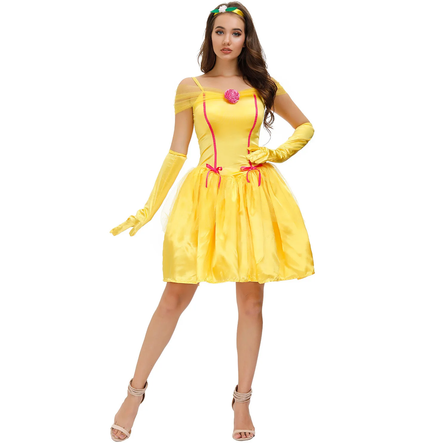 

Горячая Распродажа Косплей принцессы снежно-желтое платье для представлений Хэллоуин для женщины замок карнавал Вечерние
