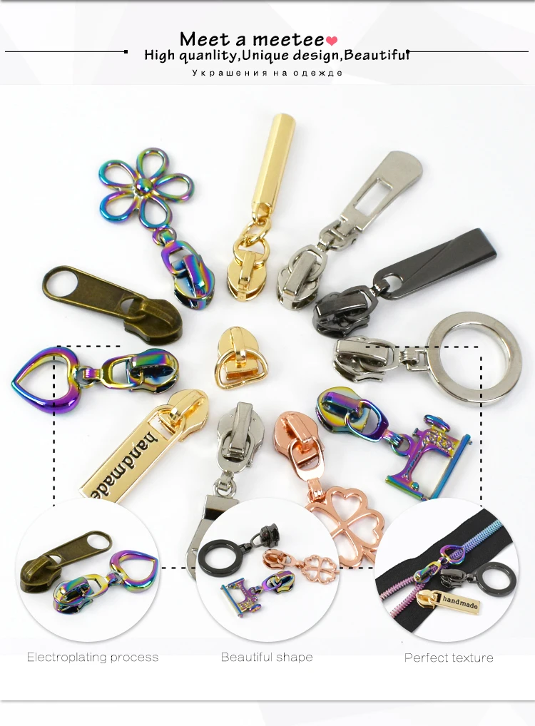 5/10Pcs 5# Zipper Sliders for Metal Nylon Resin Zippers Tape Bag Zips Heads  Pulls Repair Kit DIY Sewing Replacement Accessories