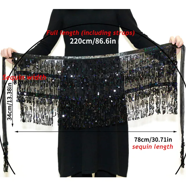 Catena Danza Del Ventre 10m Con Paillettes Oro - Sciarpa Con Nappe Per Costumi - Foto 2