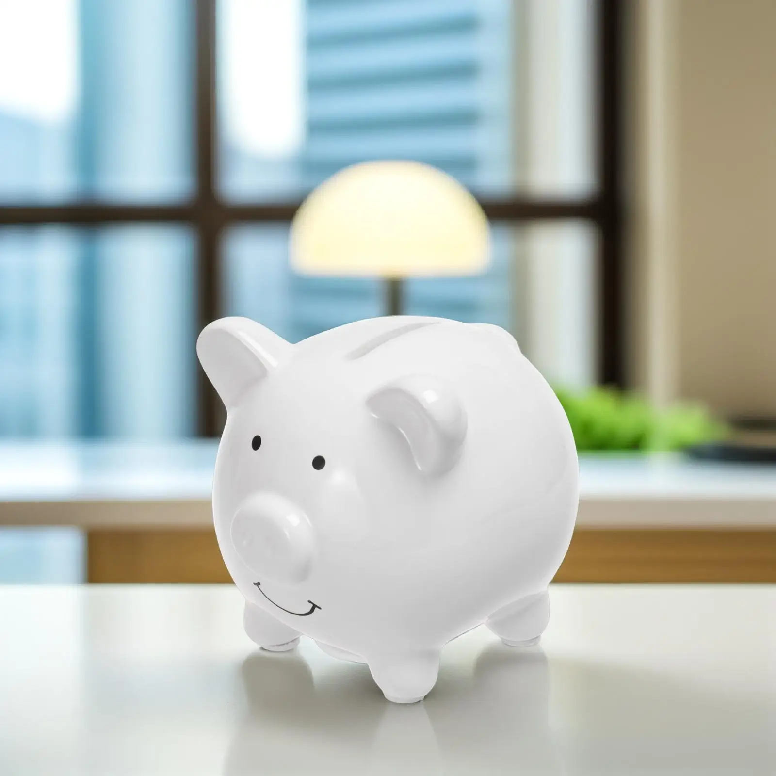 Decorative Piggy Bank Money Saving Pot Coin Flat Surface Cartoon Excellent Craft