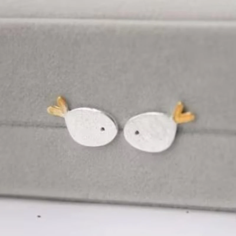 Echte 925er-Sterlingsilber-Ohrringe mit kleinen Fischen für Frauen und Mädchen, Geschenk, heiße Mode, Sterling-Silber-Schmuck-Ohrringe für Frauen