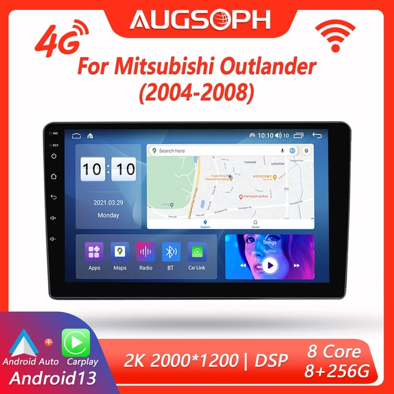 

Android 13 Car Radio for Mitsubishi Outlander 2004-2008, 9inch 2K Multimedia Player with 4G Car Carplay & 2Din GPS
