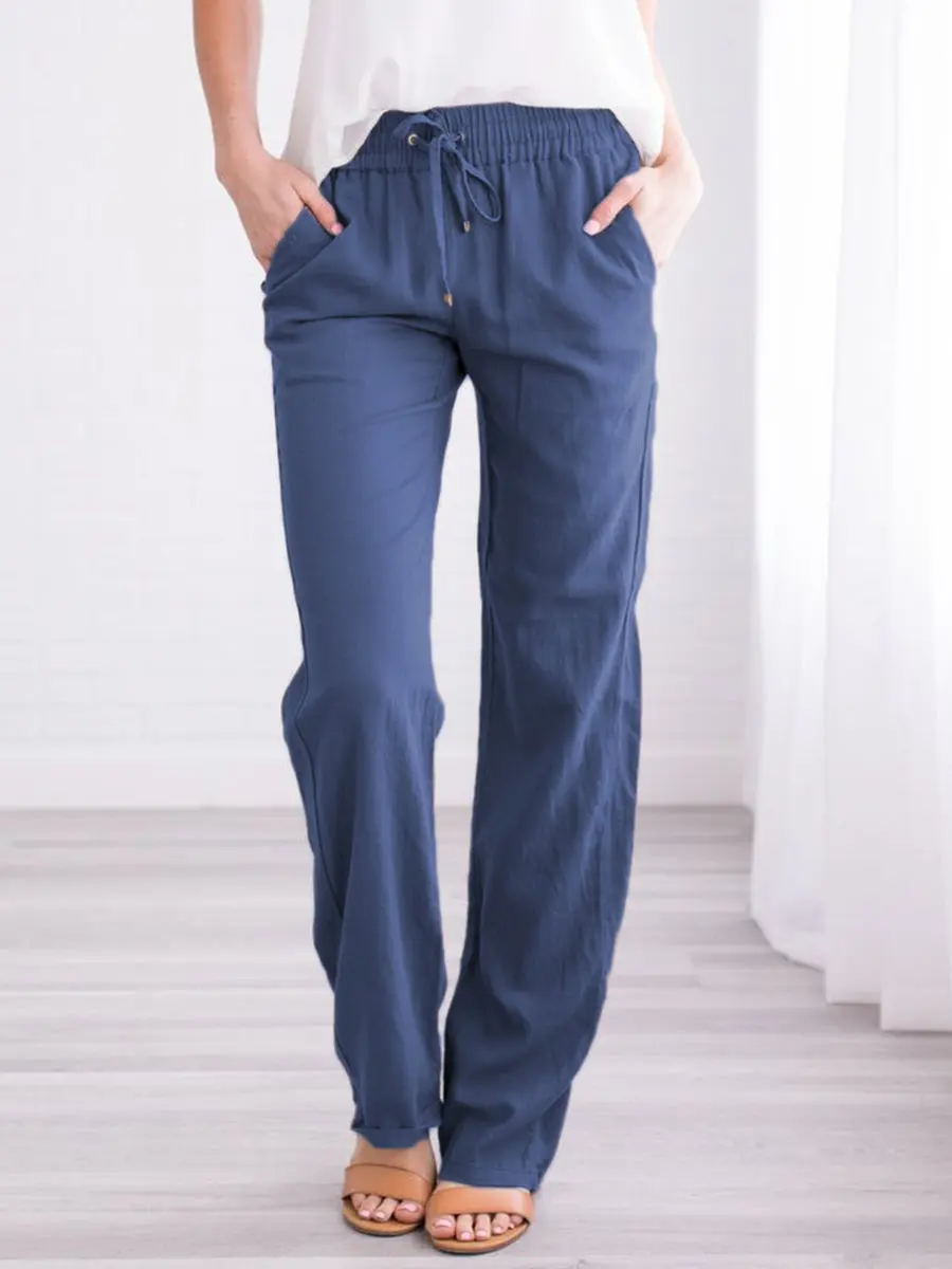 cropped leggings Spring/summer 2022 New plain color slacks with loose straps for casual fashion and wide legs white capri pants