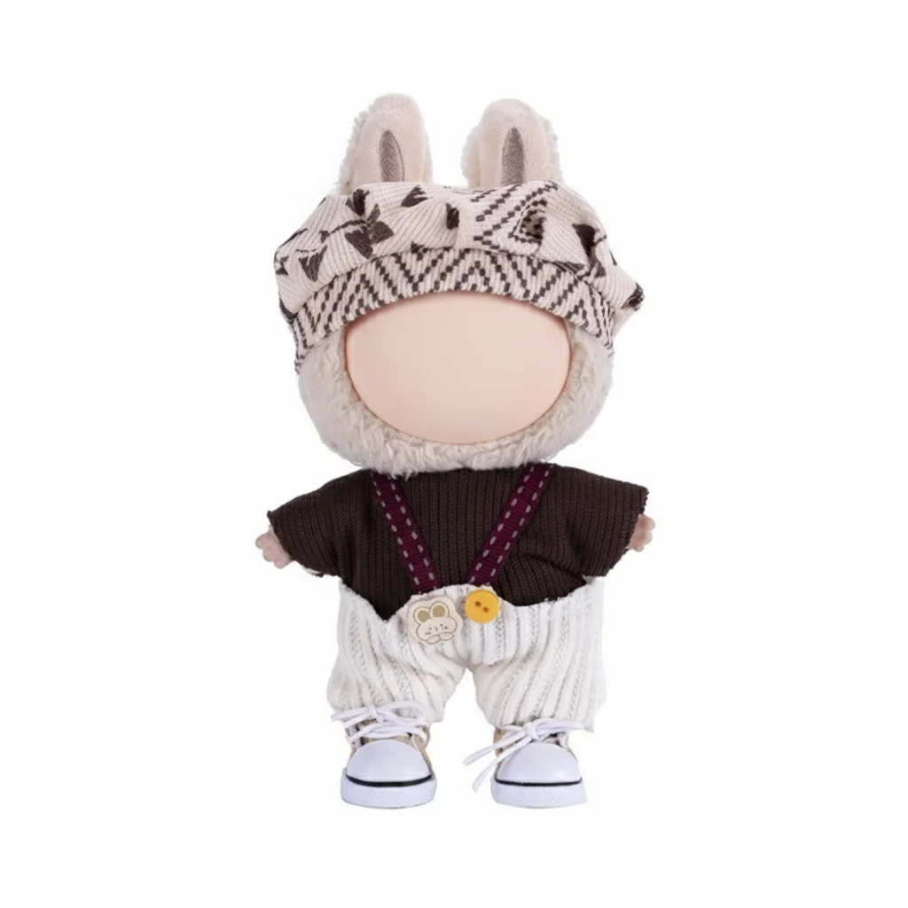 17cm Mini Doll'S Clothes Outfit Accessories For Labubu V1 V2 V3 Striped Overalls Hats Glasses Shoes Cool Handsome Clothing Gift