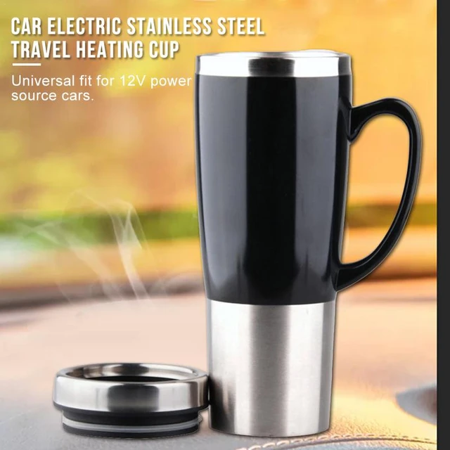 Heating Car Cup Keep Milk Warm Car Heating Travel Cup Car Electric Kettle  Stainless Steel Mug Travel Coffee Mug with Handle - AliExpress