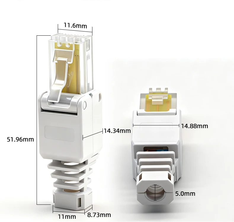 BYXGD Wiederverwendbare werkzeuglose RJ45-Steckverbinder, Cat5e Cat6a Cat7 geschirmter Metallstecker, 100Mbps 1000Mbps 10Gbps Ethernet-Kabelverbinder – Detail 11