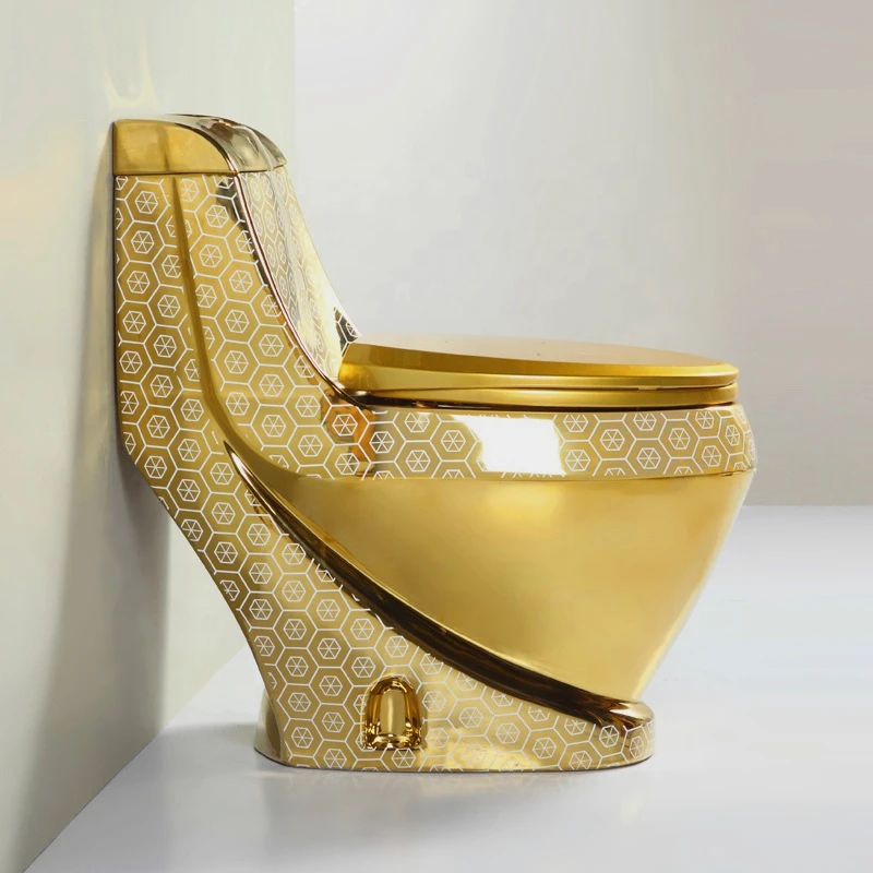 Electroplated Golden Color Modern Bathroom Sanitary Ware Luxury Wc Toilet Bowl and Pedestal Basin Sink Ceramic Gold Toilet Set