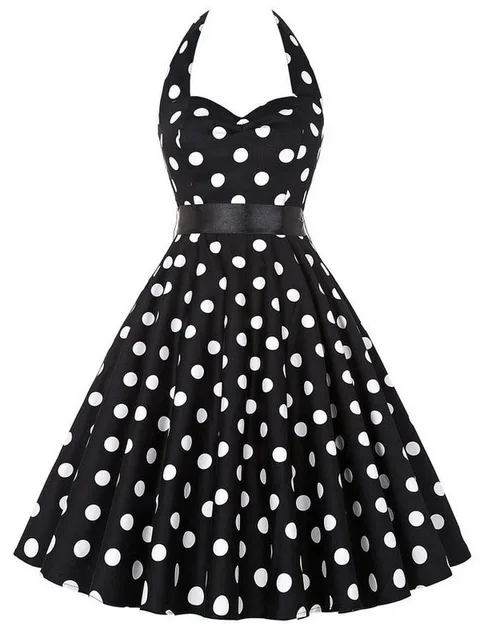 112567-c8a336.jpg Robe d'été décontractée femmes à pois rétro Robe trapèze Pin Up Robe Vintage années 60 50 Rockabilly Robe d'été