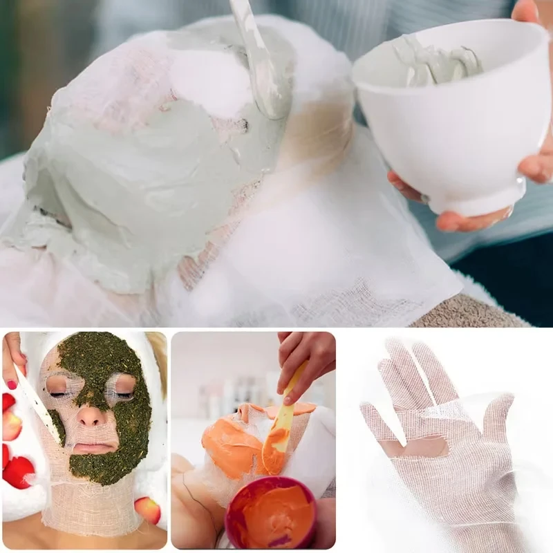 Disposable Facial Cotton Gauze with DIY Seaweed Soft Mask Powder Essential Mask Paper for Salon Spa Beauty and Skin Care