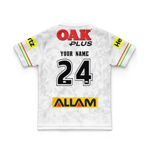 thumbnail image 1 of Camiseta de rugby de entrenamiento local/visitante/de local de Penrith Panthers 2024 para niños - Talla para hombre: 16-26 (nombre y número impresos) Calidad superior, 1 of 5