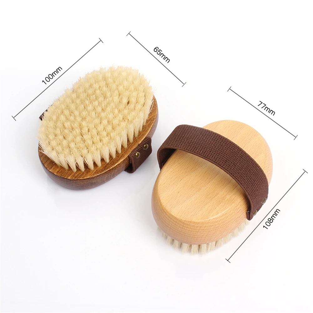 Natural Wood Bristle Bath Brush Soft Wet Dry Body SPA Massager Brush Household Practical Skin Exfoliates Body Cleaning Brush 2