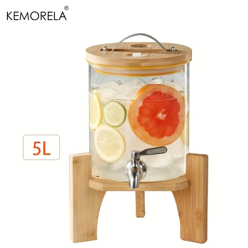 موزع مشروبات زجاجي بسعة 5 لتر مع حامل - موزع مشروب...