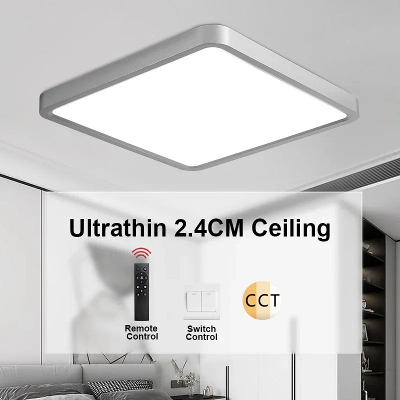 

Square LED Ceiling Lights CCT Switch Remote Control 2.4G Stepless Dimming Ultrathin 24W/36W Ceiling Lamp For Bedroom Living Room