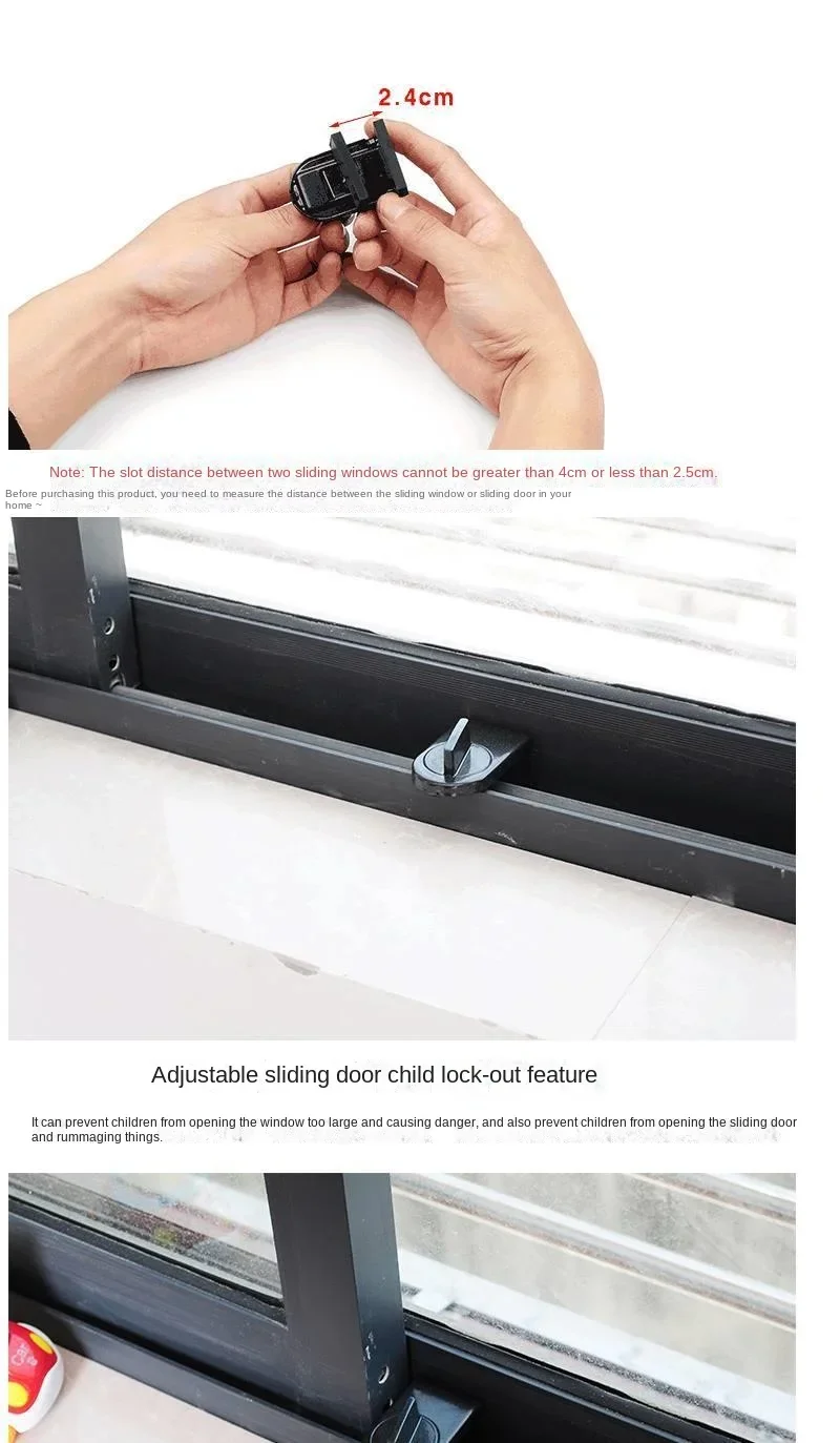 Description Picture 5 of item1/2PCS Sliding Sash Stopper Cabinet Locks Straps Anti-Theft Lock Window Sliding Door Child Security Doors Safety Kids Baby