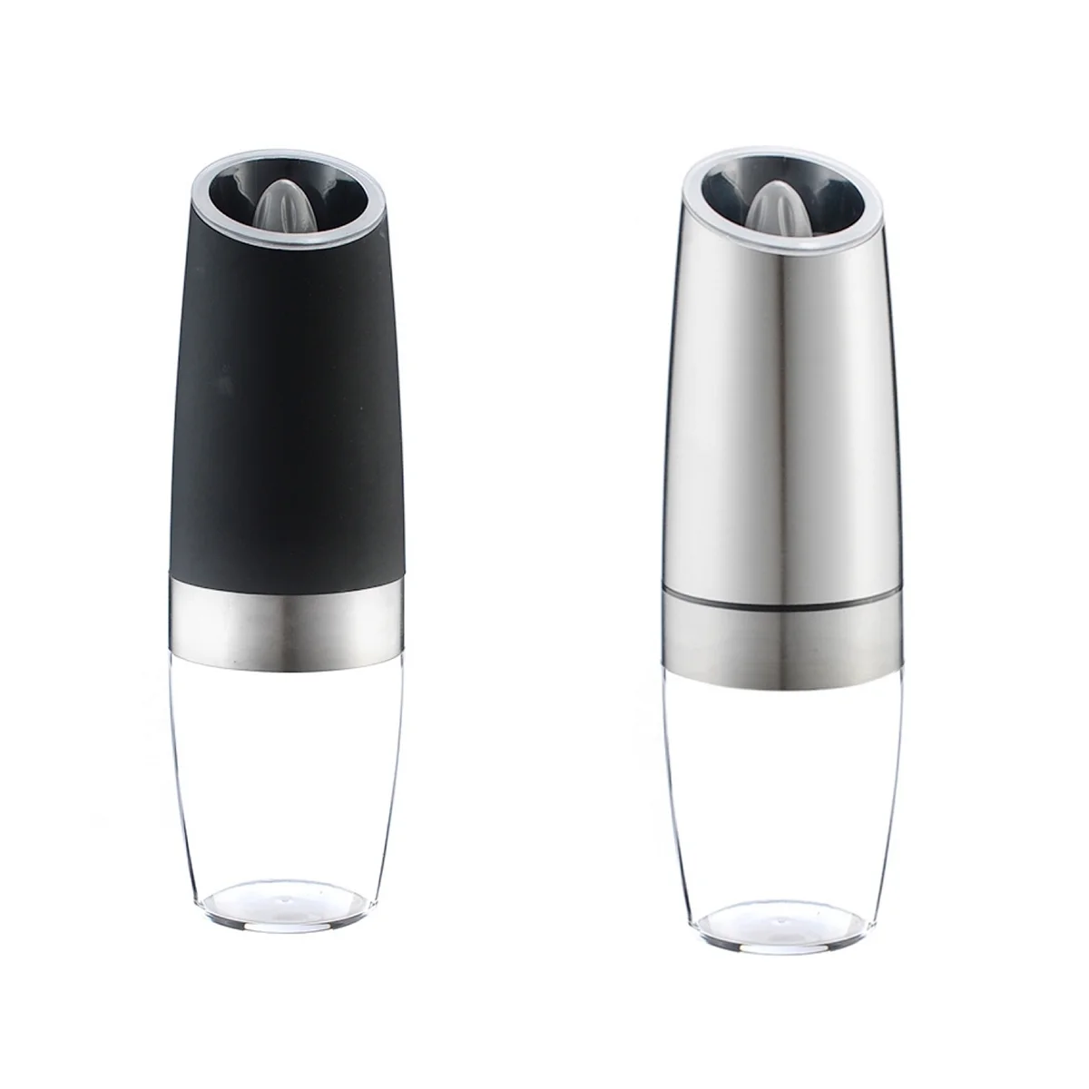 

(2 Pack) Gravity Electric Salt and Pepper Grinder Set Battery Operated One Hand Automatic Operation, Adjustable