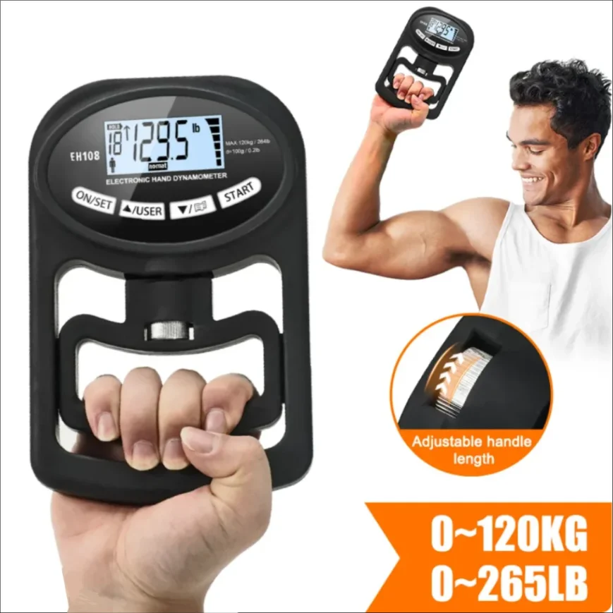 Digital Hand Grip Strength Tester – 265 lbs (120 kg) LCD Dynamometer 1