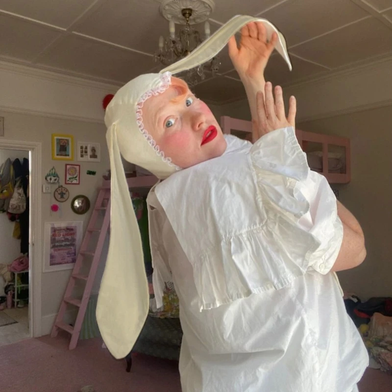 

Halloween Hat Rabbit Hat Long Ear Funny Skull Cap Headdress Photo Props